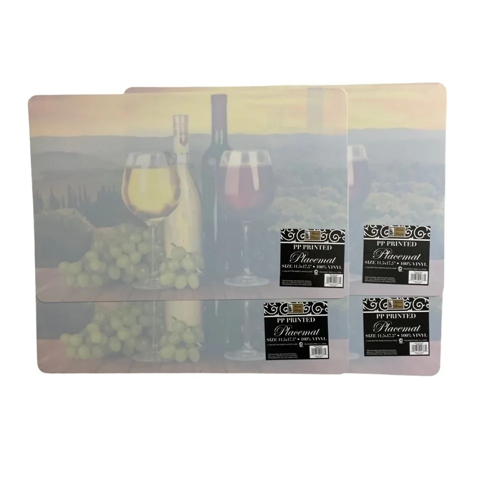 Placemats Wine Theme Print Indoor Outdoor Rectangle Scenic Landscape Set of 4